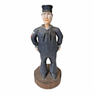Vintage Folk Art Wood Carved Figure of a US Navy Sailor - Collectible Militaria
