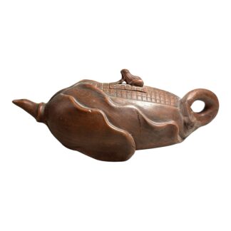 Antique Chinese Yixing Zisha Clay Bamboo Shoot Clay Teapot with Applied Frog