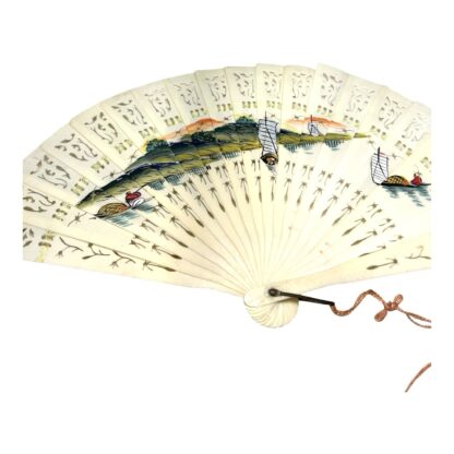 Antique Chinese Cellulite Hand Painted  Hand Fan with Original Box - Image 6