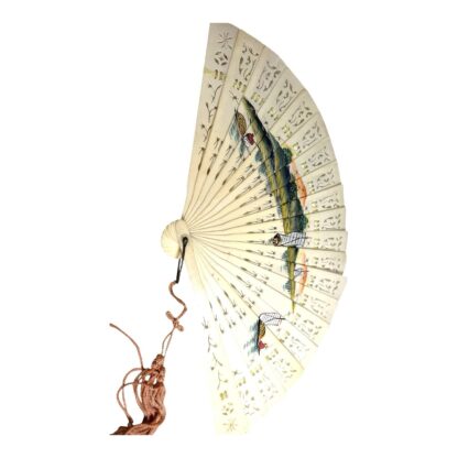 Antique Chinese Cellulite Hand Painted  Hand Fan with Original Box - Image 11