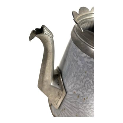 Antique Pewter Trimmed Grey Graniteware Teapot - Image 10
