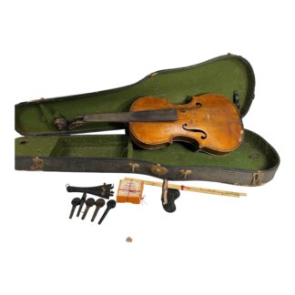 Antique Wooden Violin with Hard Case – Fiddle Instrument, Musical Instrument
