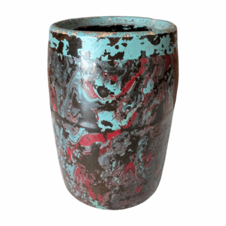 Vintage Ozark Roadside Tourist Pottery Multicolor Drip Glaze Stoneware Vase