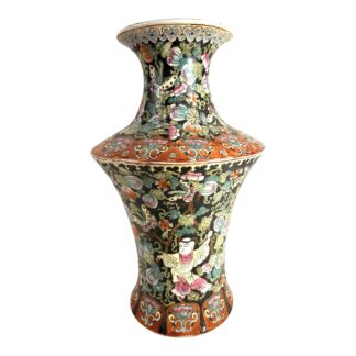 Antique Chinese Famille Rose Large Scenic Vase