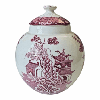 Vintage Mason’s Ironstone Lidded Tea or Ginger Jar - Red and White Willow Design