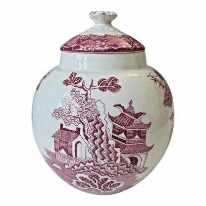 Vintage Mason’s Ironstone Lidded Tea or Ginger Jar - Red and White Willow Design