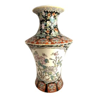 Antique Chinese Qilong Qing Dynasty Famille Rose Large Floral Vase