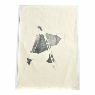 Vintage Original Graphite & Colored Pencil Drawing on Paper by Ana Maria Mazzei