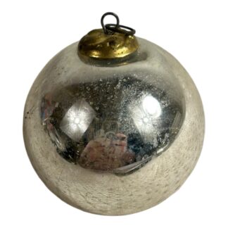 Antique German Kugel Glass Small Silver Christmas Ornament