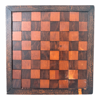 Antique 1800s Folk Art Inlaid Wood Checker Game Board - Decorative Wall Hanging