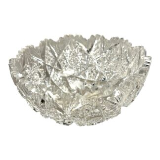 Antique American Brilliant Period Lead Cut Glass Bowl with Saw Tooth Edge