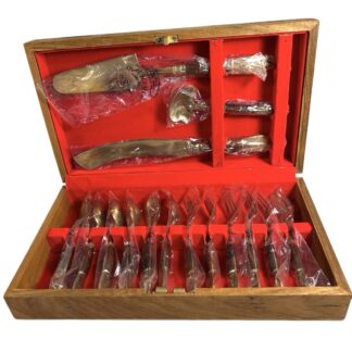 Vintage Thai Buddha Nickel Bronze Dessert Set - New in Box