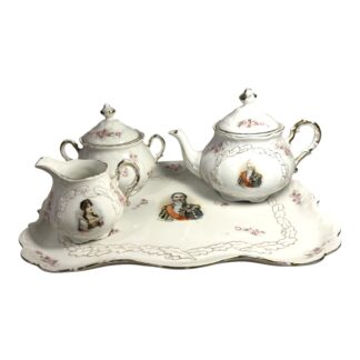 Antique PM Bavaria Napoleon & Marshal Francois Lefebure Complete Tea Set w/ Tray