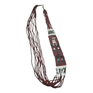 Vintage Native American Beaded Necklace with Navajo Rug Pattern