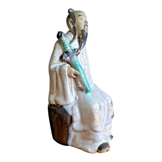 Antique Chinese Export Mudman Scholar Figurine - Seated with Sword