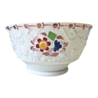 Antique Staffordshire Pearlware Pink Lustre Soft Paste Floral Bowl