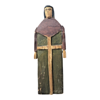 Antique Folk Art Painted Wood Spanish Colonial Santos Christian Figure Sculpture
