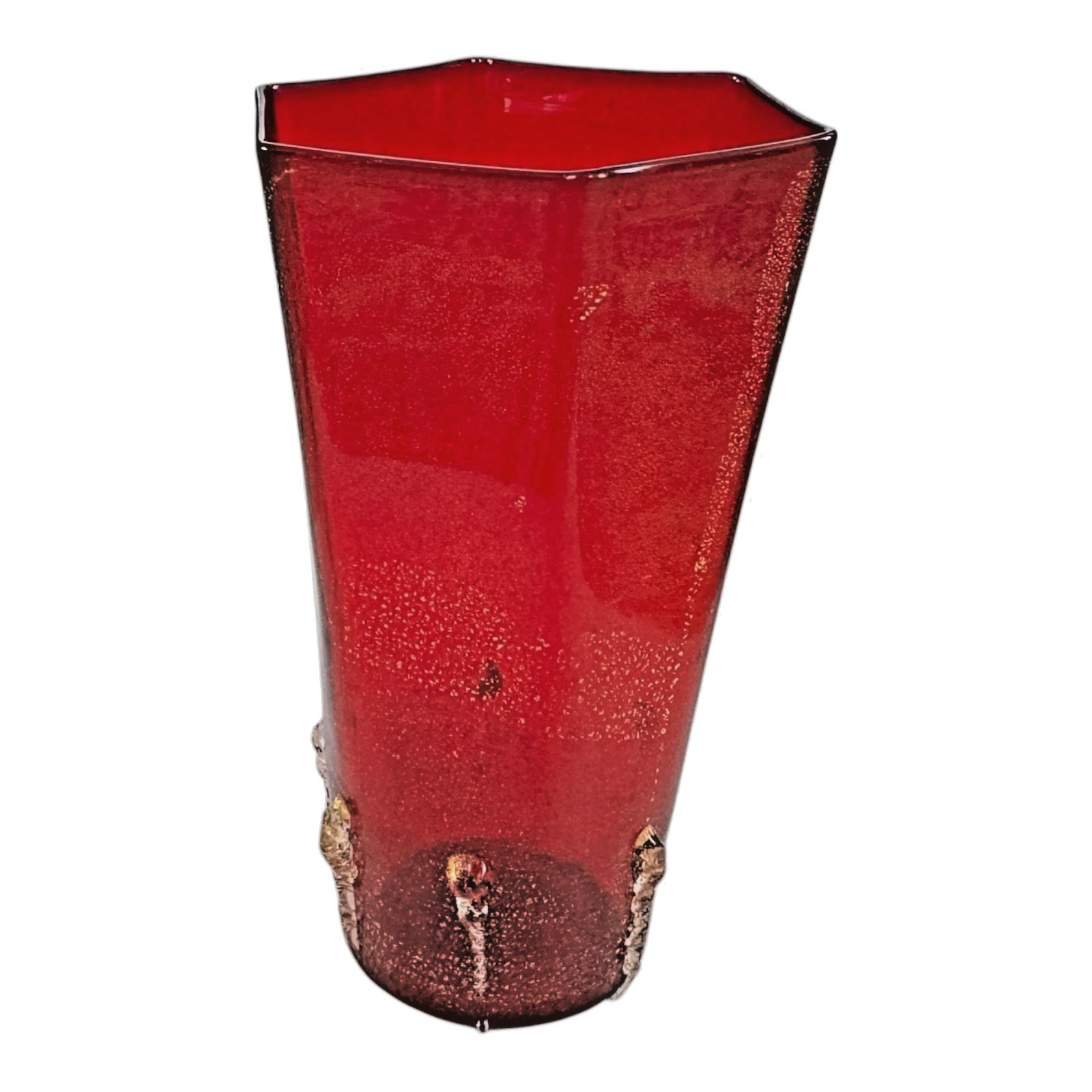 Vintage Murano Red Aventurine Art Glass Vase, Gold Fleck - Martha Stewart Prop - Image 3