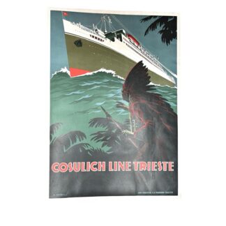 Antique Original Poster Italian Cosulich Ocean Liner Line Trieste by A. Dondoli