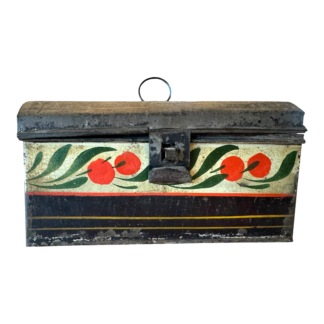 Antique Toleware Tin Painted Folk Art Document Box