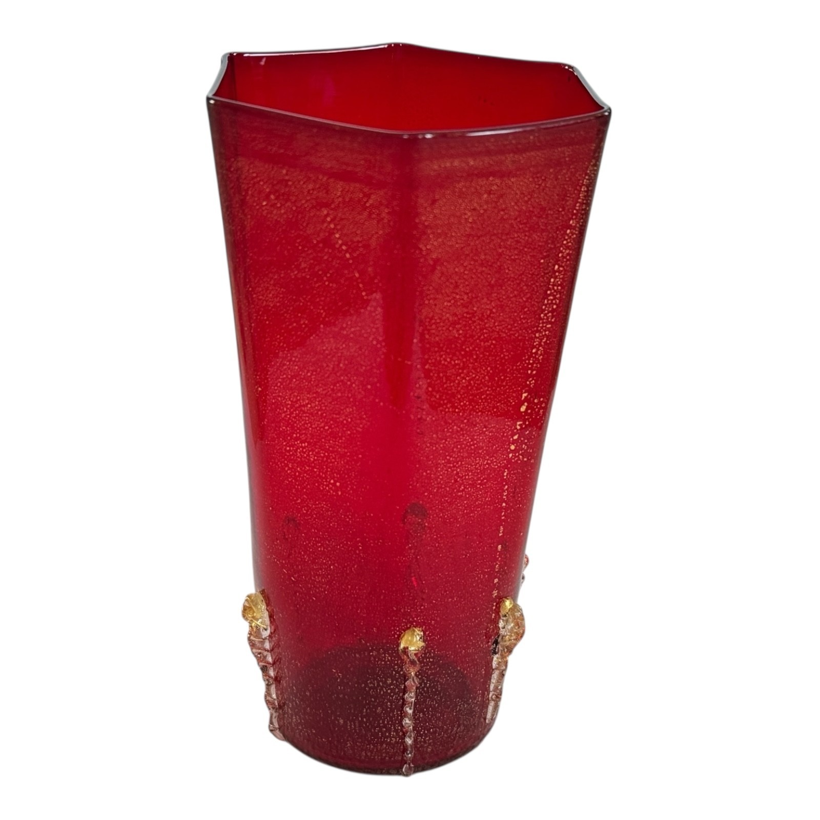 Vintage Murano Red Aventurine Art Glass Vase, Gold Fleck - Martha Stewart Prop - Image 4