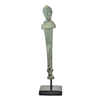 Ancient Roman Bronze Herm Figure - Classical Male Sculpture on Stand