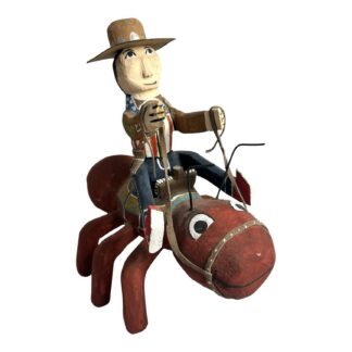 Vintage Native American Delbert Buck Whimsical Cowboy On Giant Ant Sculpture