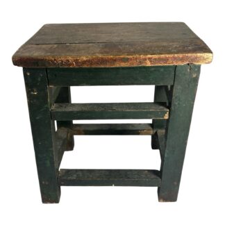 Antique Primitive Folk Art Farmhouse Green Painted Milking Stool