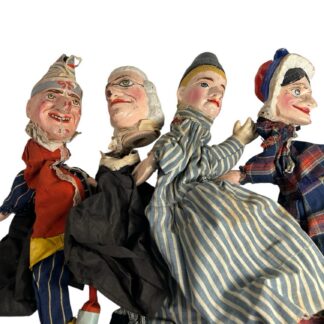Antique 4 German Wood & Composition Hand Puppets Punch Judy