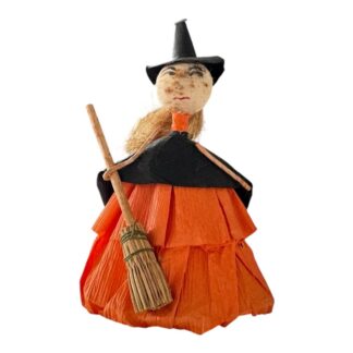 Vintage Halloween Crepe Paper Skirt Witch Figurine Decoration - Japan