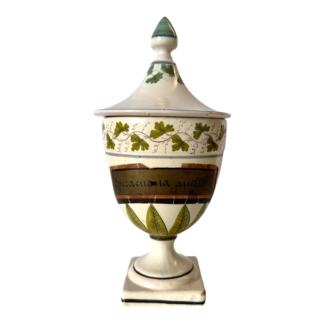 Antique Italian Majolica Apothecary Urn Jar with Lid - Pharmacy Drug Jar