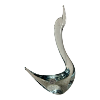 Vintage Italian Murano Art Glass Swan Bird Figurine Statue - Original Label