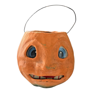 Vintage Paper Mache Halloween Jack O' Lantern - Pumpkin Head Bucket