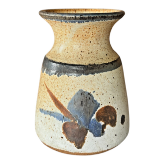 Vintage Michael Cohen Studio Pottery Blue Brown Glazed Stoneware Vase - Signed