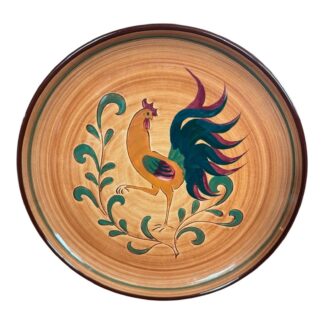 Vintage Folk Art Pennsbury Pottery Red Rooster Charger - Pennsylvania Dutch