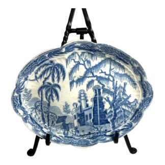 Antique Davenport Chinoserie Ruins Pearlware Soup Dish