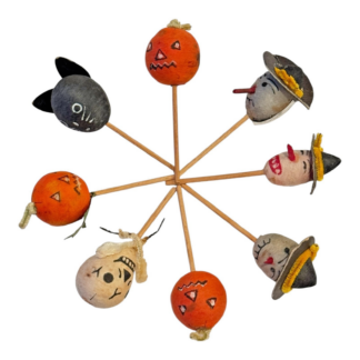 Vintage Japan Spun Cotton Halloween Cupcake Picks (Set of 8)