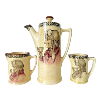 Antique Royal Doulton Motto Ware Art Nouveau Coffee Pot & Creamers Tea Set