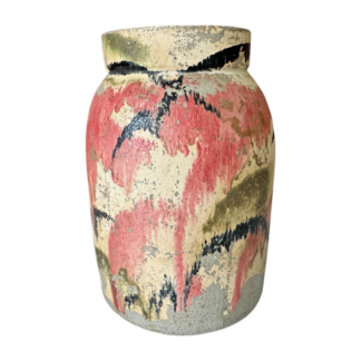 Vintage Ozark Roadside Tourist Stoneware Pottery Vase - Red Black Drip Glaze